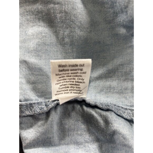 Lauren Jeans Co. Womens Ruffle Sleeve Light Blue Button-Up Blouse M 100% Cotton - Picture 6 of 10